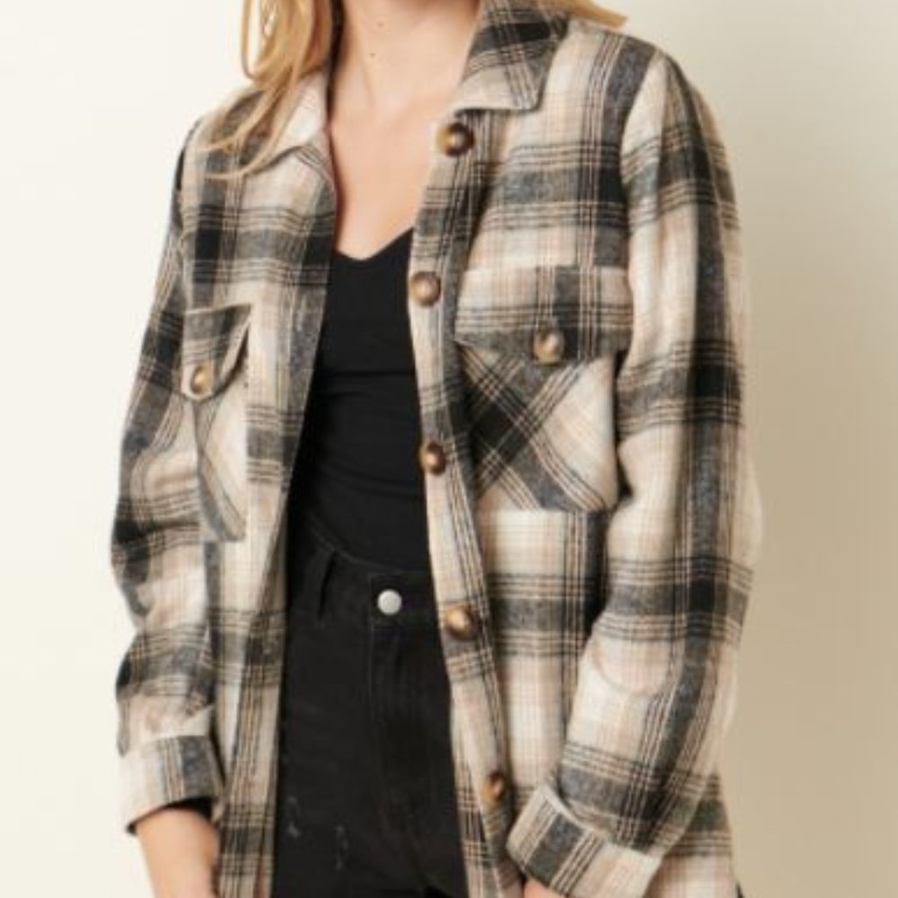 Plaid midi length jacket